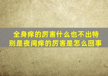 全身痒的厉害什么也不出特别是夜间痒的厉害是怎么回事