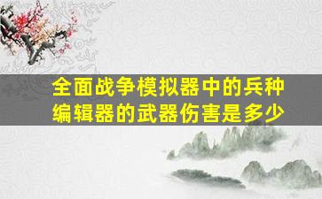 全面战争模拟器中的兵种编辑器的武器伤害是多少