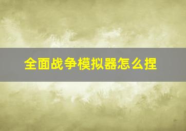 全面战争模拟器怎么捏