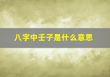 八字中壬子是什么意思