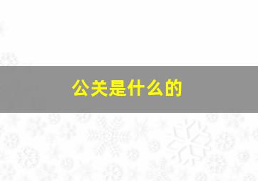 公关是什么的