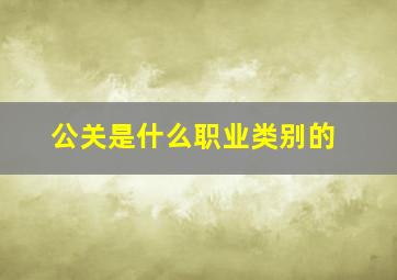 公关是什么职业类别的