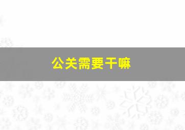 公关需要干嘛