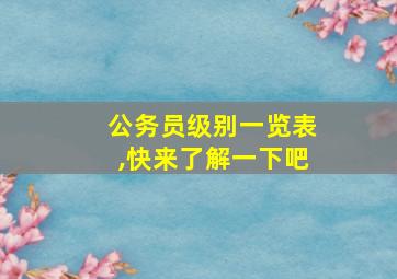 公务员级别一览表,快来了解一下吧