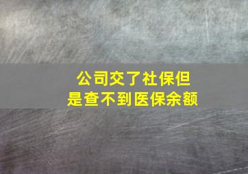 公司交了社保但是查不到医保余额