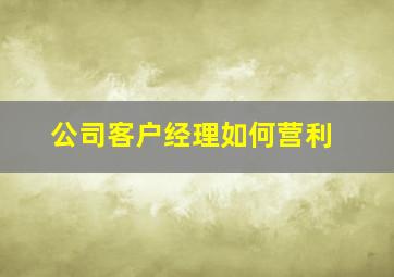 公司客户经理如何营利