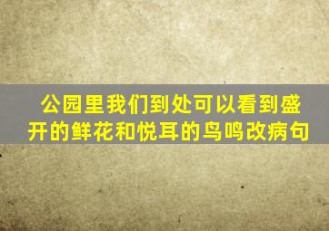 公园里我们到处可以看到盛开的鲜花和悦耳的鸟鸣改病句