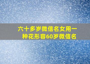 六十多岁微信名女用一种花形容60岁微信名