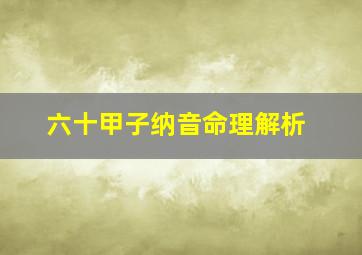 六十甲子纳音命理解析