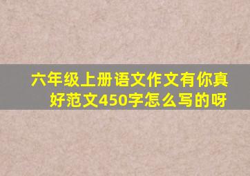 六年级上册语文作文有你真好范文450字怎么写的呀