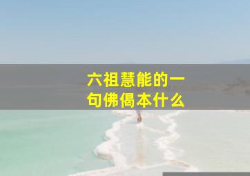 六祖慧能的一句佛偈本什么