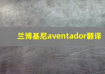 兰博基尼aventador翻译