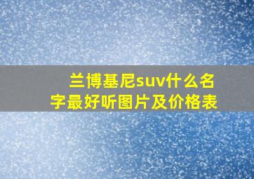 兰博基尼suv什么名字最好听图片及价格表