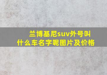 兰博基尼suv外号叫什么车名字呢图片及价格