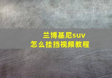 兰博基尼suv怎么挂挡视频教程