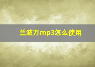 兰波万mp3怎么使用