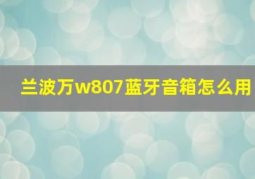 兰波万w807蓝牙音箱怎么用