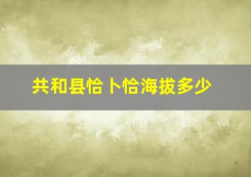 共和县恰卜恰海拔多少