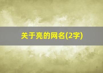 关于亮的网名(2字)