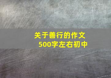 关于善行的作文500字左右初中