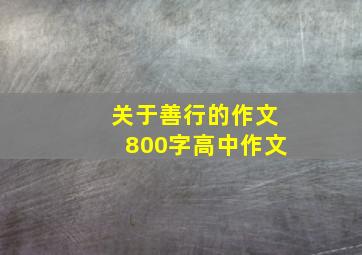 关于善行的作文800字高中作文