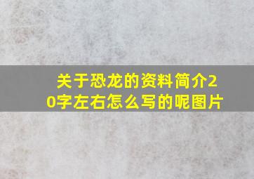 关于恐龙的资料简介20字左右怎么写的呢图片