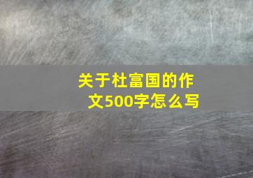 关于杜富国的作文500字怎么写