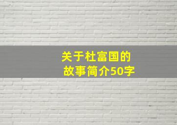 关于杜富国的故事简介50字