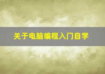 关于电脑编程入门自学