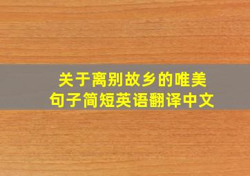 关于离别故乡的唯美句子简短英语翻译中文