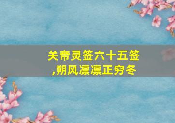 关帝灵签六十五签,朔风凛凛正穷冬