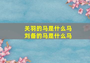 关羽的马是什么马刘备的马是什么马