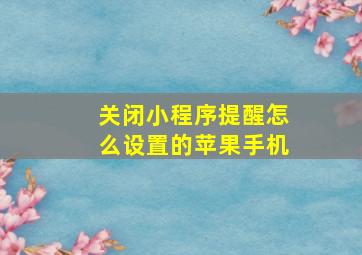 关闭小程序提醒怎么设置的苹果手机