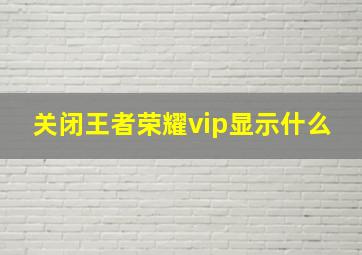 关闭王者荣耀vip显示什么