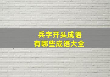 兵字开头成语有哪些成语大全