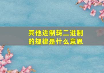 其他进制转二进制的规律是什么意思