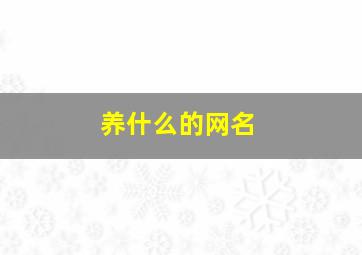 养什么的网名