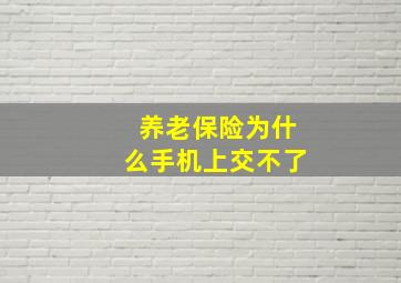 养老保险为什么手机上交不了