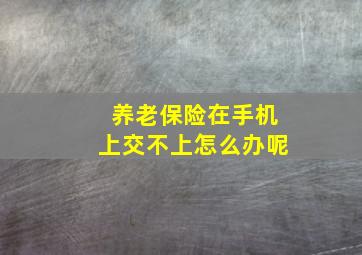 养老保险在手机上交不上怎么办呢