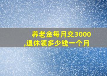 养老金每月交3000,退休领多少钱一个月