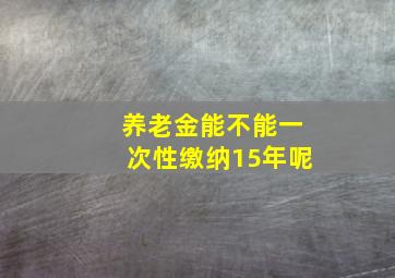 养老金能不能一次性缴纳15年呢