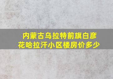 内蒙古乌拉特前旗白彦花哈拉汗小区楼房价多少