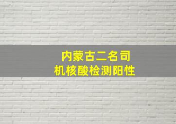 内蒙古二名司机核酸检测阳性