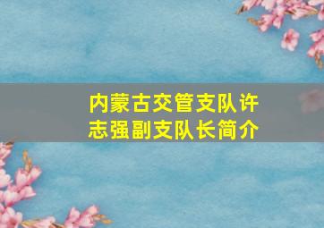 内蒙古交管支队许志强副支队长简介