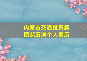 内蒙古交通投资集团郝玉涛个人简历