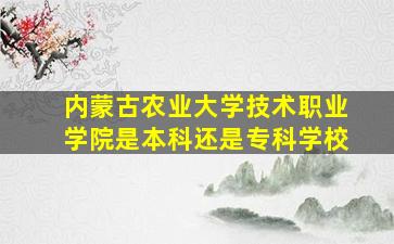 内蒙古农业大学技术职业学院是本科还是专科学校