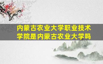 内蒙古农业大学职业技术学院是内蒙古农业大学吗