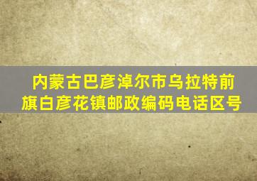 内蒙古巴彦淖尔市乌拉特前旗白彦花镇邮政编码电话区号