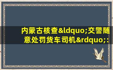 内蒙古核查“交警随意处罚货车司机”:多人被停职