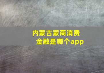 内蒙古蒙商消费金融是哪个app